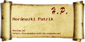 Horánszki Patrik névjegykártya